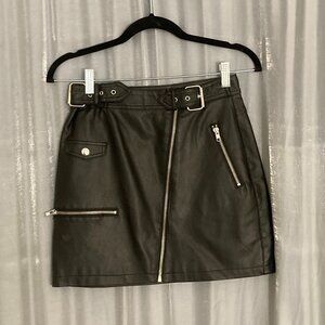 faux leather high waisted skirt